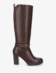 Bottes à semelle et talon haut crantés - Marron - 1