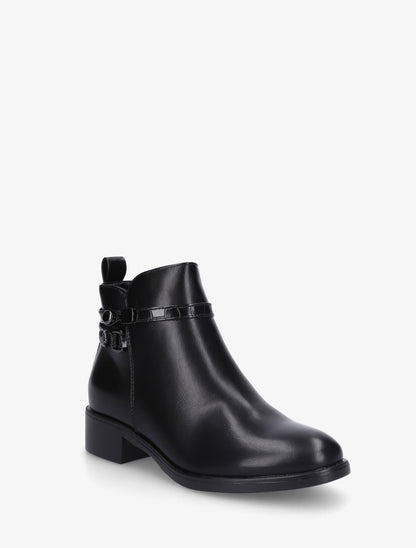 Bottines en simili à lannière imprimé croco - Noir - 2