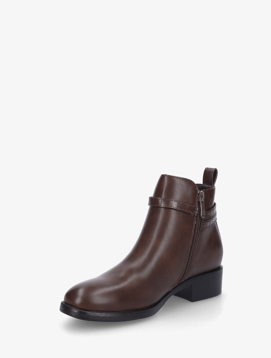 Bottines en simili à lannière imprimé croco - Marron - 3