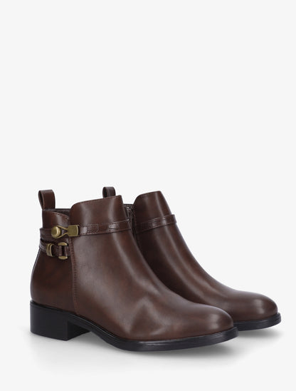 Bottines en simili à lannière imprimé croco - Marron - 4