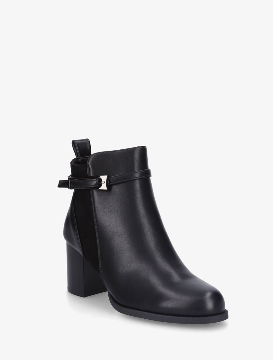 Bottines bi-matière à talon - Noir - 2