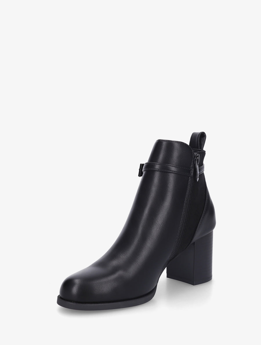 Bottines bi-matière à talon - Noir - 3