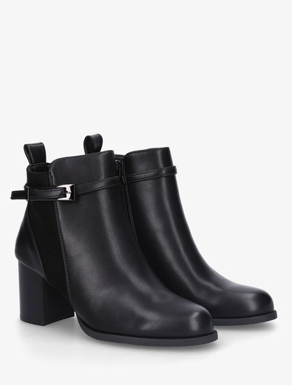 Bottines bi-matière à talon - Noir - 4