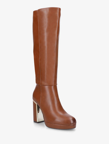 Bottes simili à talon métallique - Camel - 2