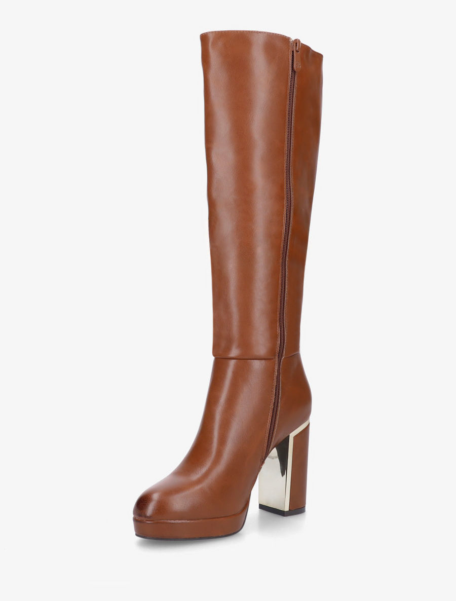 Bottes simili à talon métallique - Camel - 3