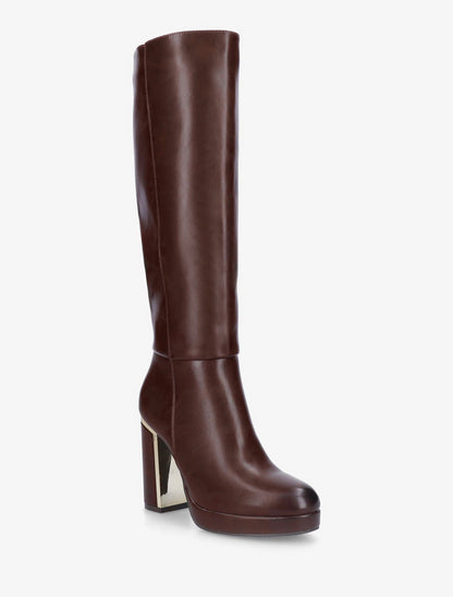 Bottes simili à talon métallique - Marron - 2