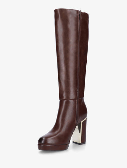 Bottes simili à talon métallique - Marron - 3