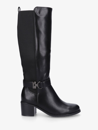 Bottes cavalière élastiquées à boucle - Noir - 1