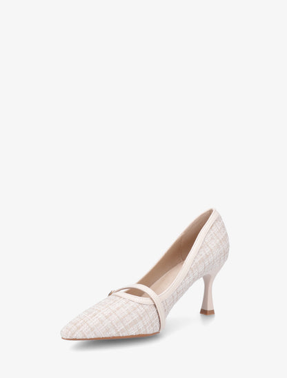 Escarpins en tweed à boucle - Beige - 3