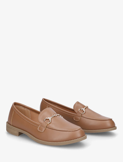 Mocassins à boucle et strass - Camel - 4