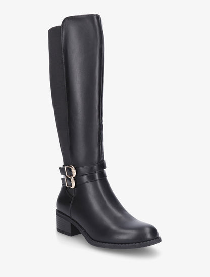 Bottes style cavalière à doucle boucle - Noir - 2