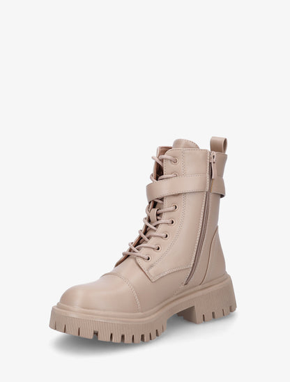 Bottines lacées style rangers - Taupe clair - 3