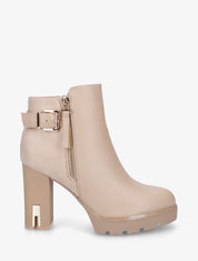 Bottines bi-matière à zip - Taupe clair - 1