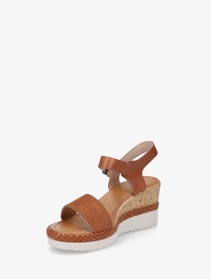 Sandales compensées bi-matière - Camel - 3