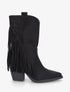 Bottines en suédine à franges - Noir - 1