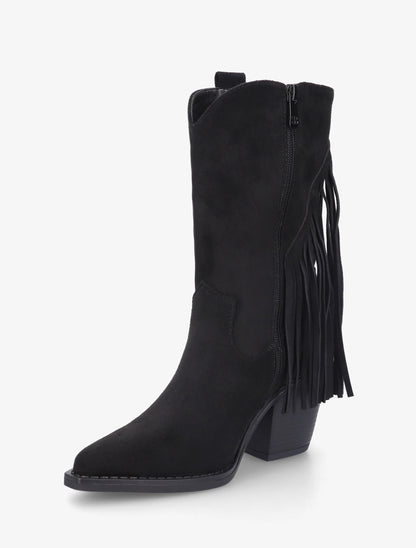 Bottines en suédine à franges - Noir - 3