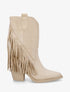 Bottines en suédine à franges - Beige - 1