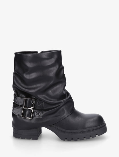 Bottines montantes à revers et boucles - Noir - 1
