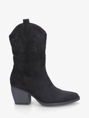 Bottines montantes style santiag - Noir - 1