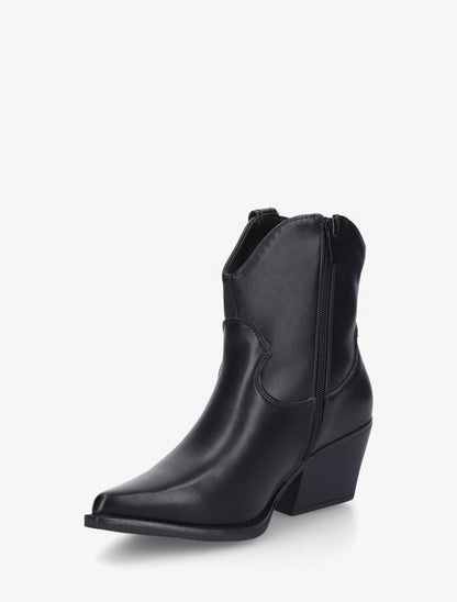Bottines style santiag en simili - Noir - 3