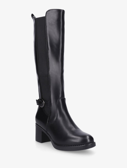 Bottes élastiquées à sangle en simili - Noir - 2