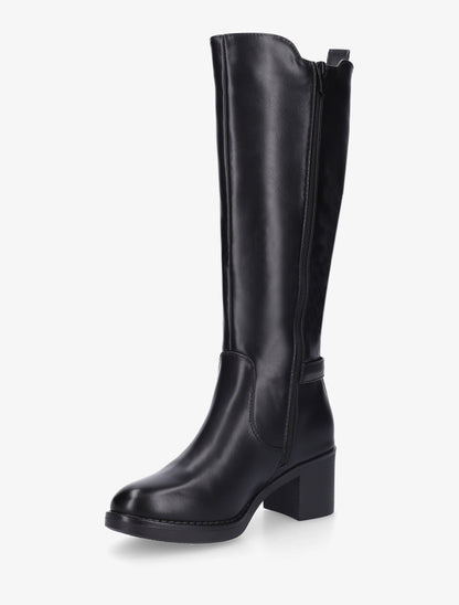 Bottes élastiquées à sangle en simili - Noir - 3