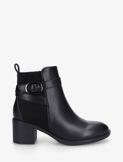 Bottines bimatière à talon - Noir - 1