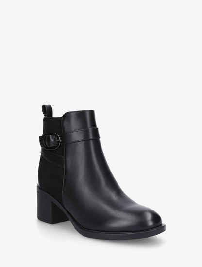 Bottines bimatière à talon - Noir - 2