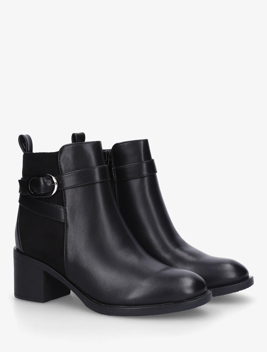 Bottines bimatière à talon - Noir - 4