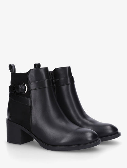 Bottines bimatière à talon - Noir - 4