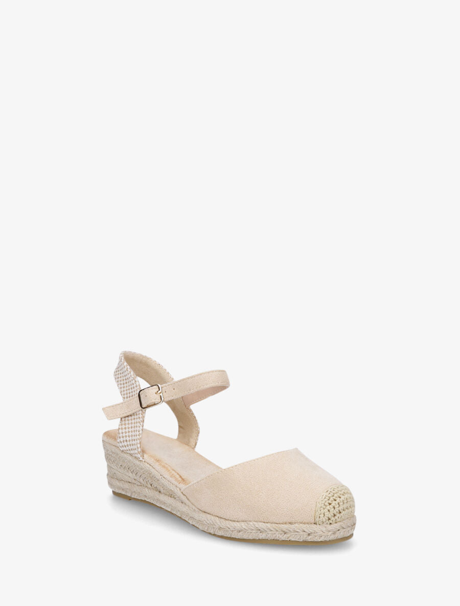Sandales compensées en suédine - Beige - 2
