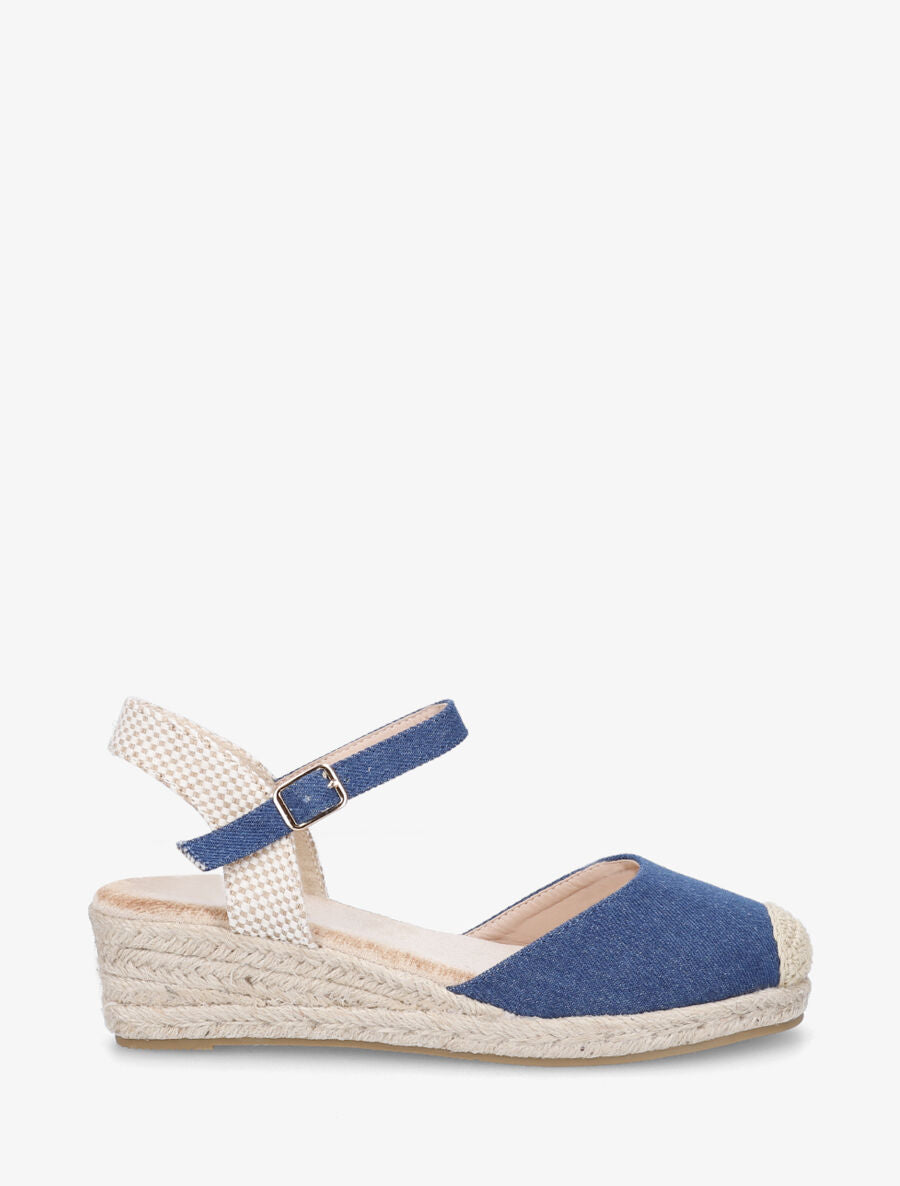 Sandales compensées en denim - Bleu denim - 1
