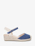 Sandales compensées en denim - Bleu denim - 1