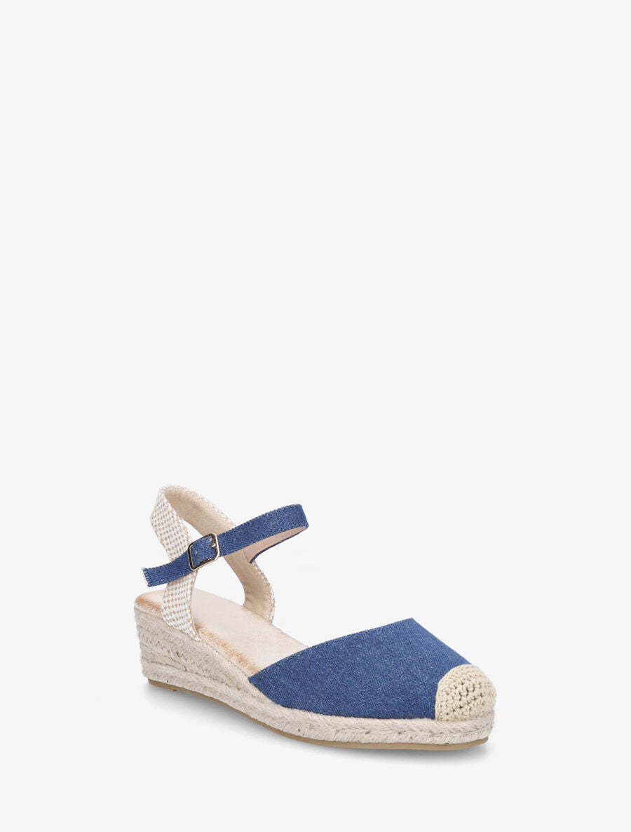Sandales compensées en denim - Bleu denim - 2