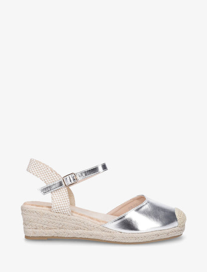 Sandales compensées en simili nacré - Argent - 1