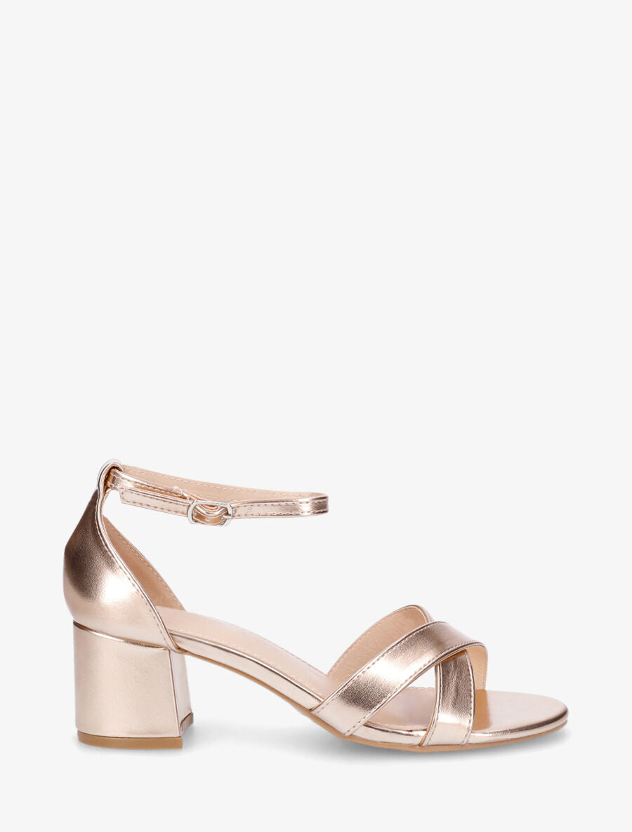 Sandales croisées en simili nacré - Rose gold - 1