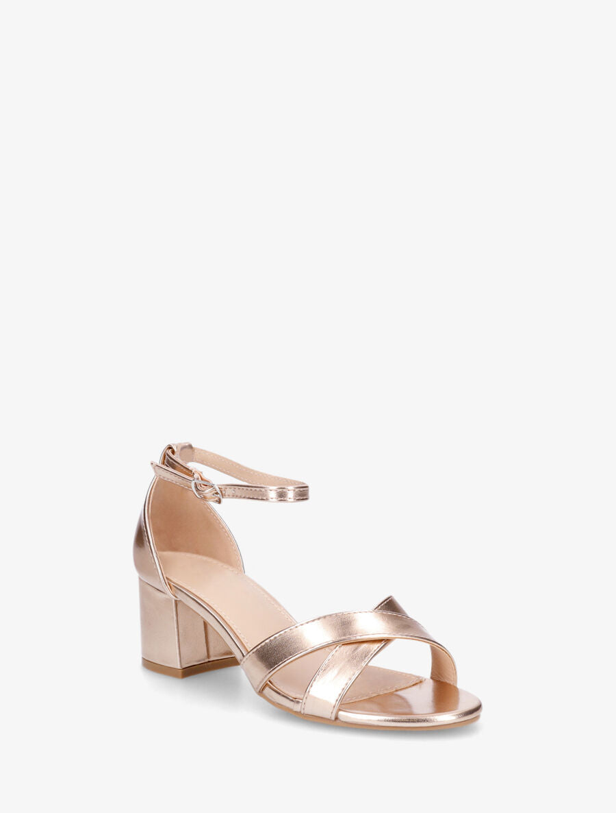 Sandales croisées en simili nacré - Rose gold - 2