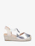 Espadrilles compensées élastiquées en simili nacré - Argent - 1