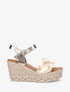 Sandales compensées à semelle raphia et brides tressées - Beige - 1