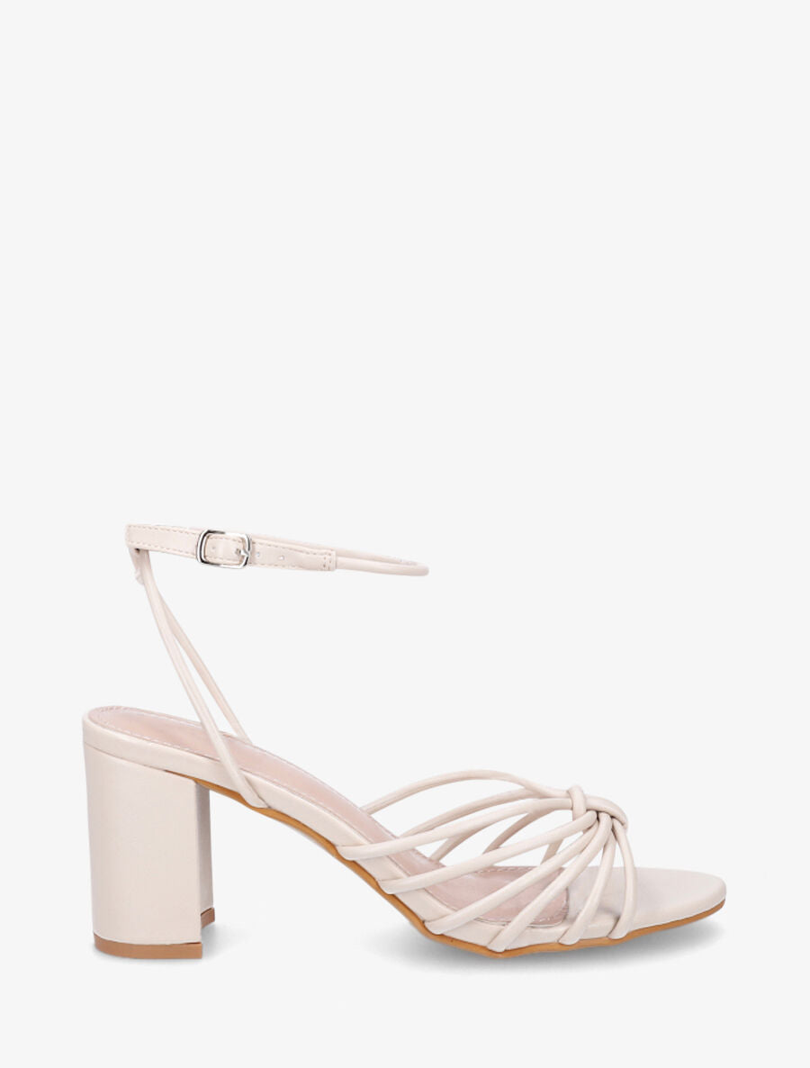 Sandales à talon et fines brides - Beige - 5
