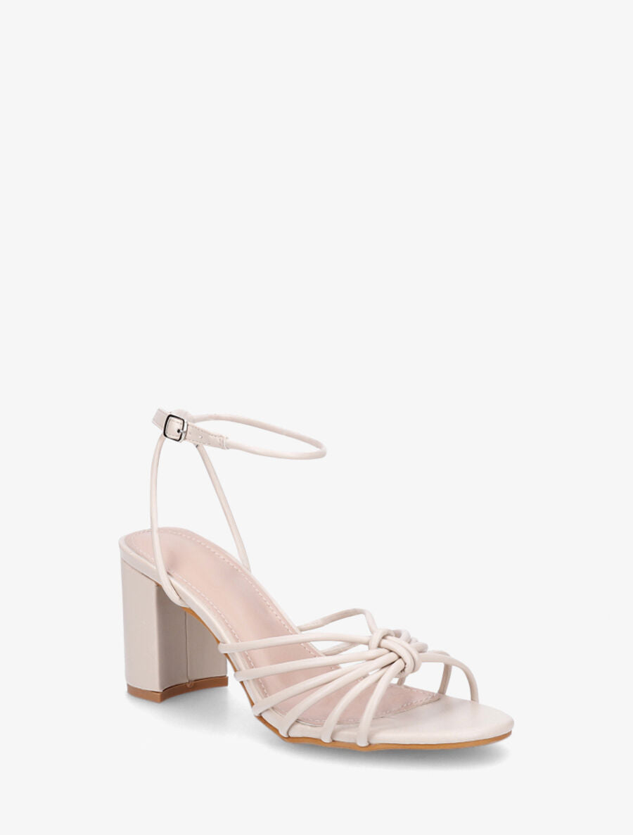 Sandales à talon et fines brides - Beige - 2
