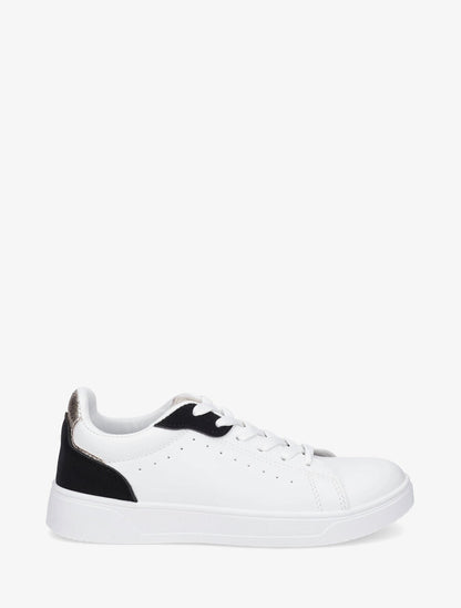 Sneakers en simili à détail suédine et irisé - Noir - 1