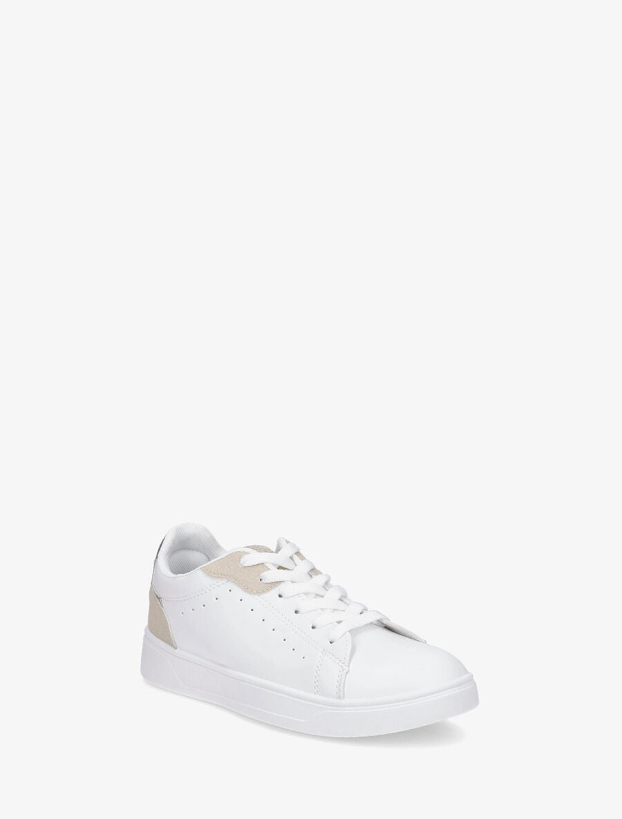 Sneakers en simili à détail suédine et irisé - Beige - 2