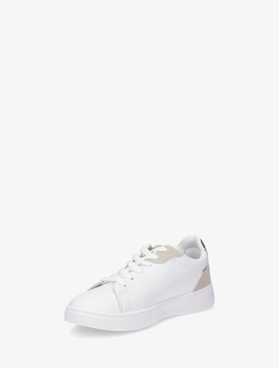 Sneakers en simili à détail suédine et irisé - Beige - 3