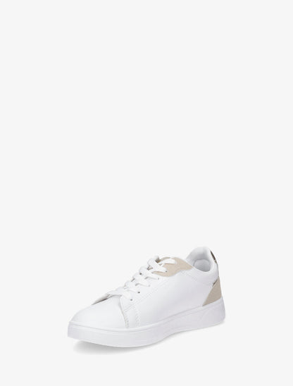 Sneakers en simili à détail suédine et irisé - Beige - 3