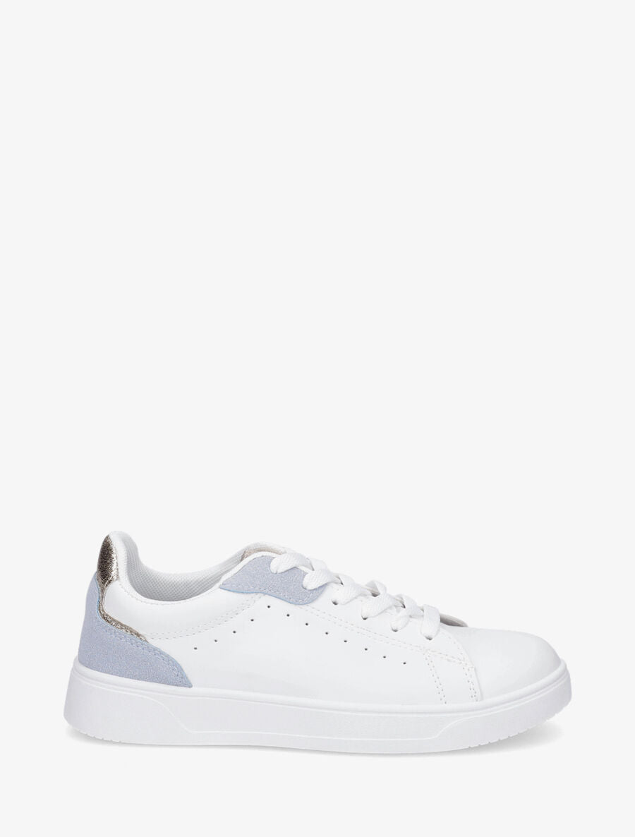Sneakers en simili à détail suédine et irisé - Bleu - 5