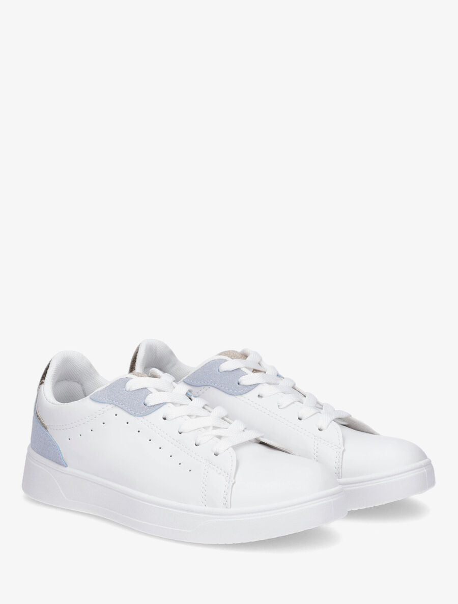 Sneakers en simili à détail suédine et irisé - Bleu - 4