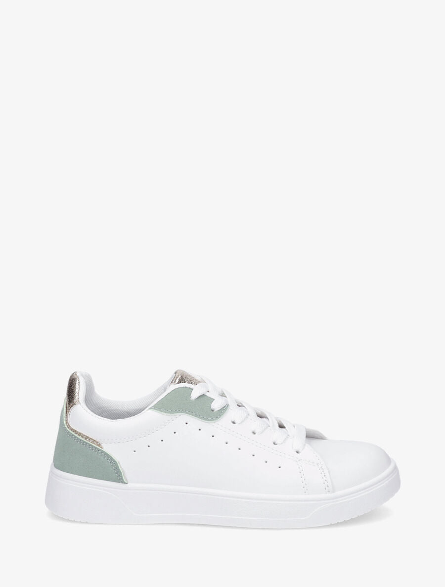 Sneakers en simili à détail suédine et irisé - Vert d&