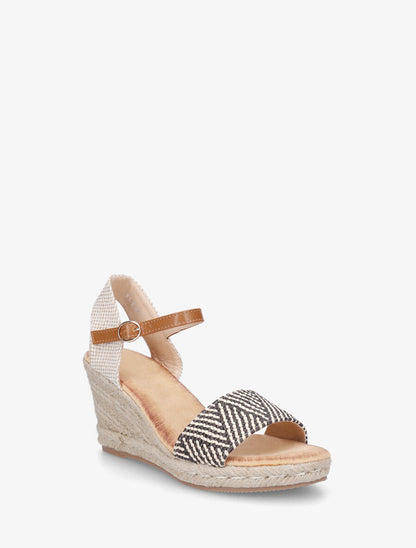 Sandales compensées à bride effet paille tissé - Marron - 2
