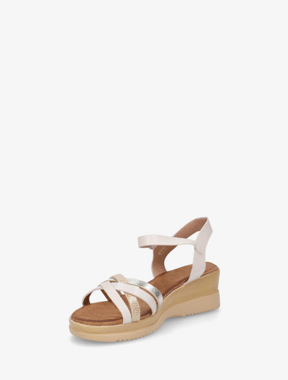 Sandales compensées à brides fantaisies - Beige - 3